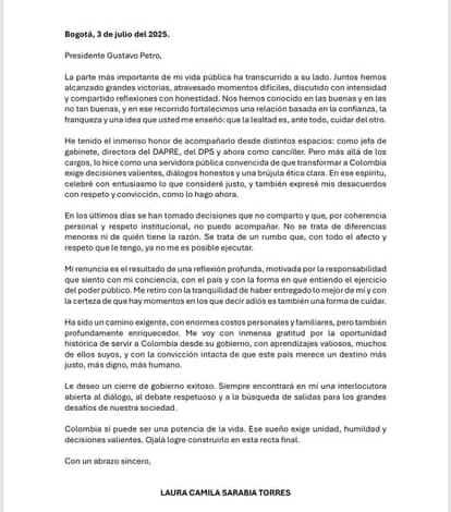 Renuncia Laura Sarabia como canciller: se rompe el vínculo más fuerte en el círculo de confianza de Gustavo Petro