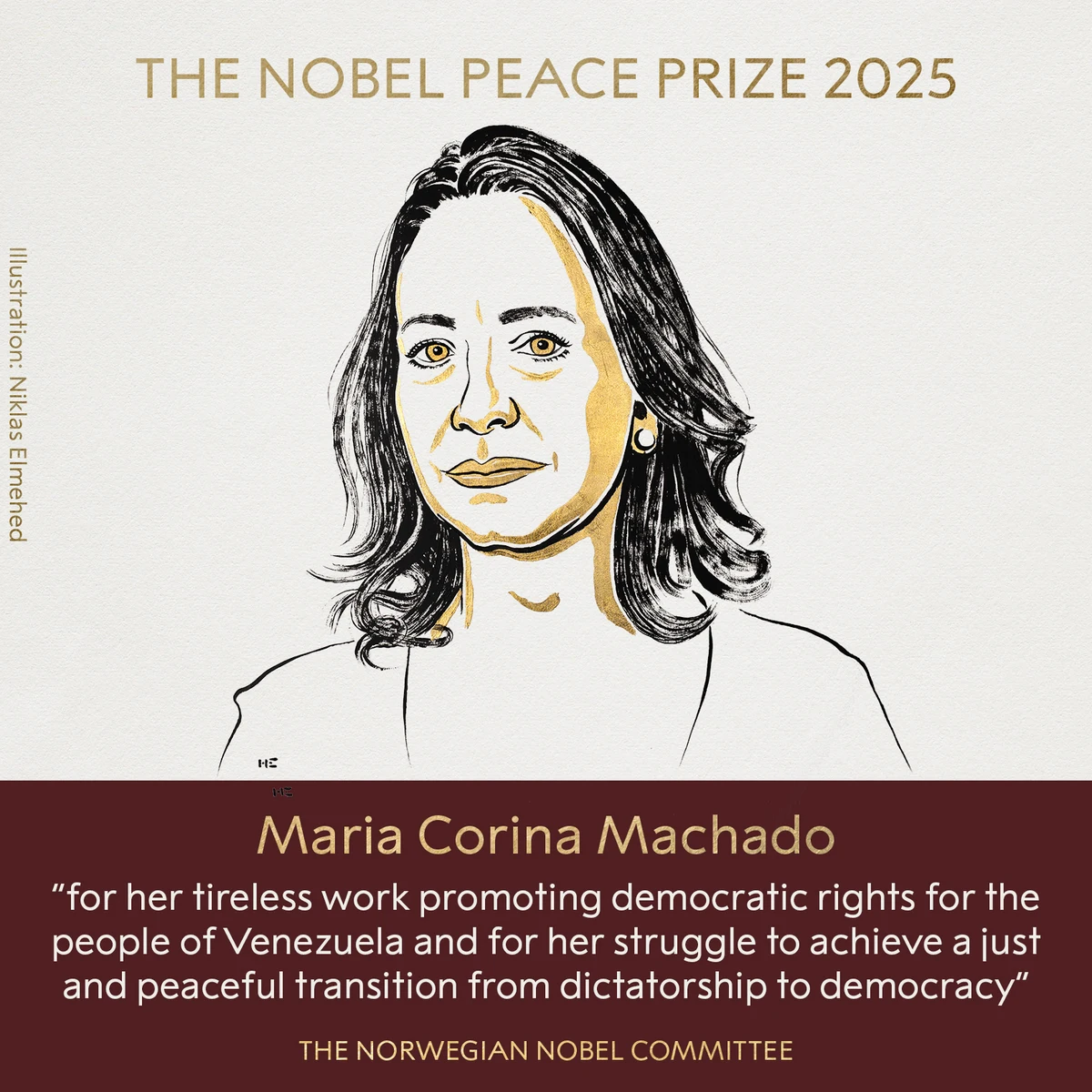 María Corina Machado gana el Premio Nobel de la Paz por su lucha democrática en Venezuela